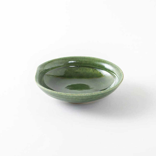 林和一　作　青織部長径鉢 織部 一つ押鉢