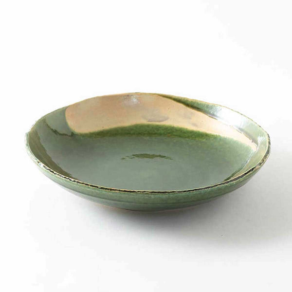 刷毛目鉢/青木亮/陶器 織部唐津刷毛目 ちぎり浅鉢
