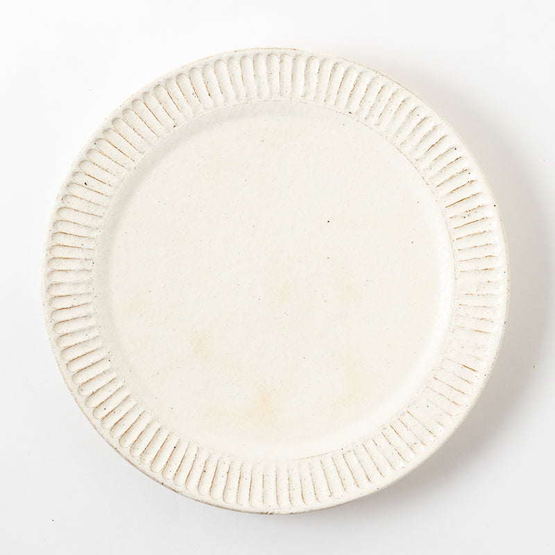 粉引細鎬　8.0寸リム皿