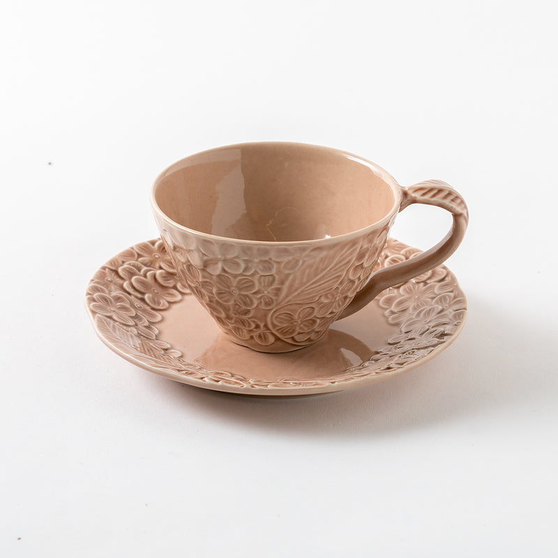 花コーヒー碗皿　ローズピンク