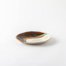 線刻　楕円皿　ブラウン