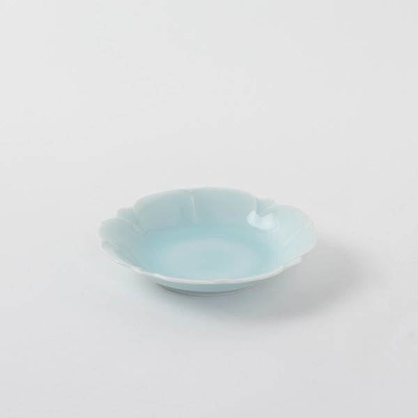 お値下げ❣️ヴィンテージ　大皿　青　　　白い鶴と花の陶器皿 青白磁兆花文4寸皿