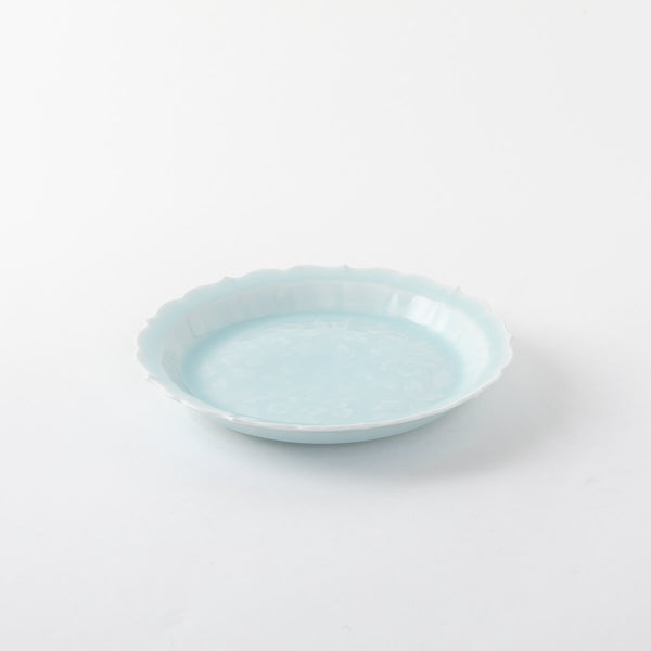 青白磁輪花唐草6寸皿