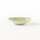 楕円小皿グリーン地さくら