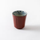 根来 面取り湯呑み 花紋