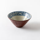 根来 面取り茶碗 花紋