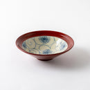 根来 リム平型鉢 花唐草