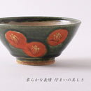 織部椿朱 飯碗