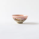 線刻　和飯碗　ピンク