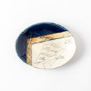 線刻　楕円皿　ネイビー