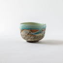 線刻　大福碗　ブルー