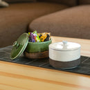 織部くし目 蓋物